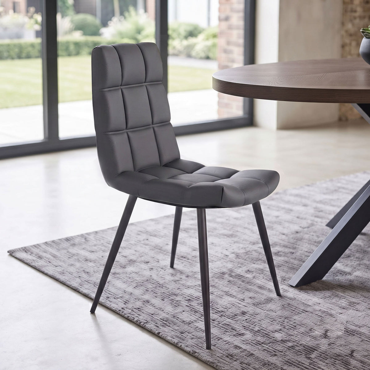 Crawford Dark Grey Faux Leather Dining Chair