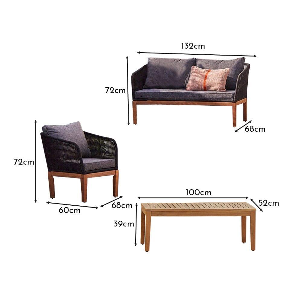 Eaden Rope Conversation Set - Black