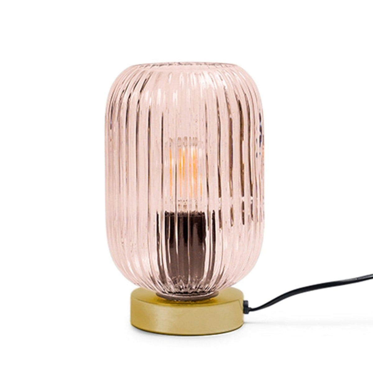 OUTLET - Elland 22.5cm Glass Table Lamp - Blush Pink & Gold
