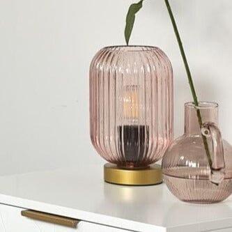 OUTLET - Elland 22.5cm Glass Table Lamp - Blush Pink & Gold