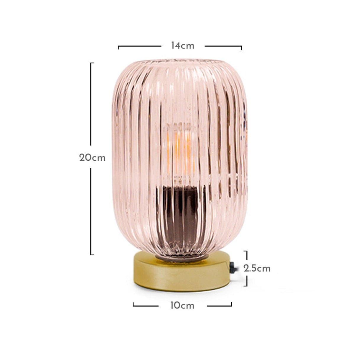 OUTLET - Elland 22.5cm Glass Table Lamp - Blush Pink & Gold