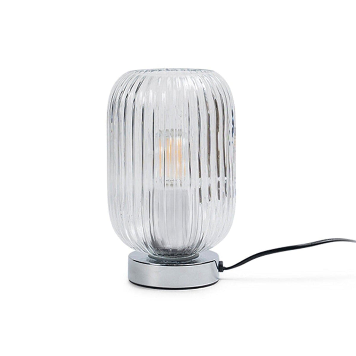 Elland 22.5cm Glass Table Lamp - Clear & Chrome