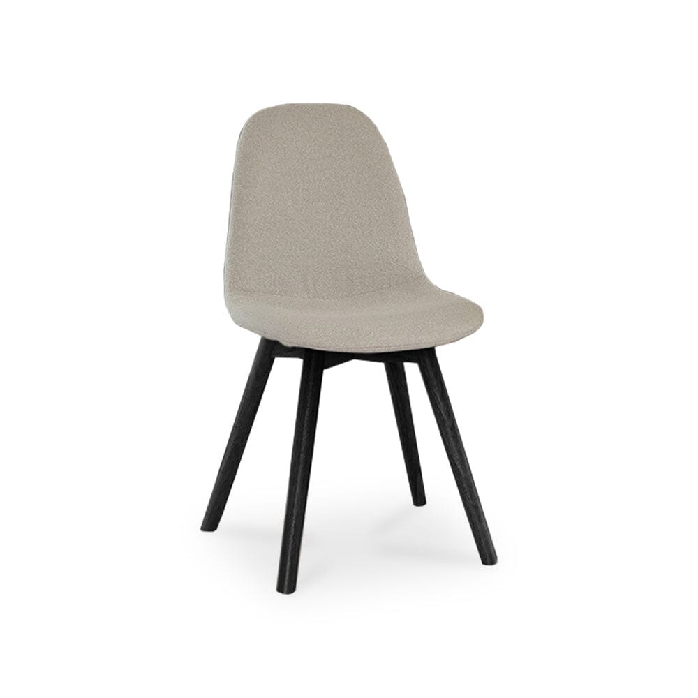 Ellis Light Beige Boucle Dining Chairs - Set of 2 - Black Oak Legs