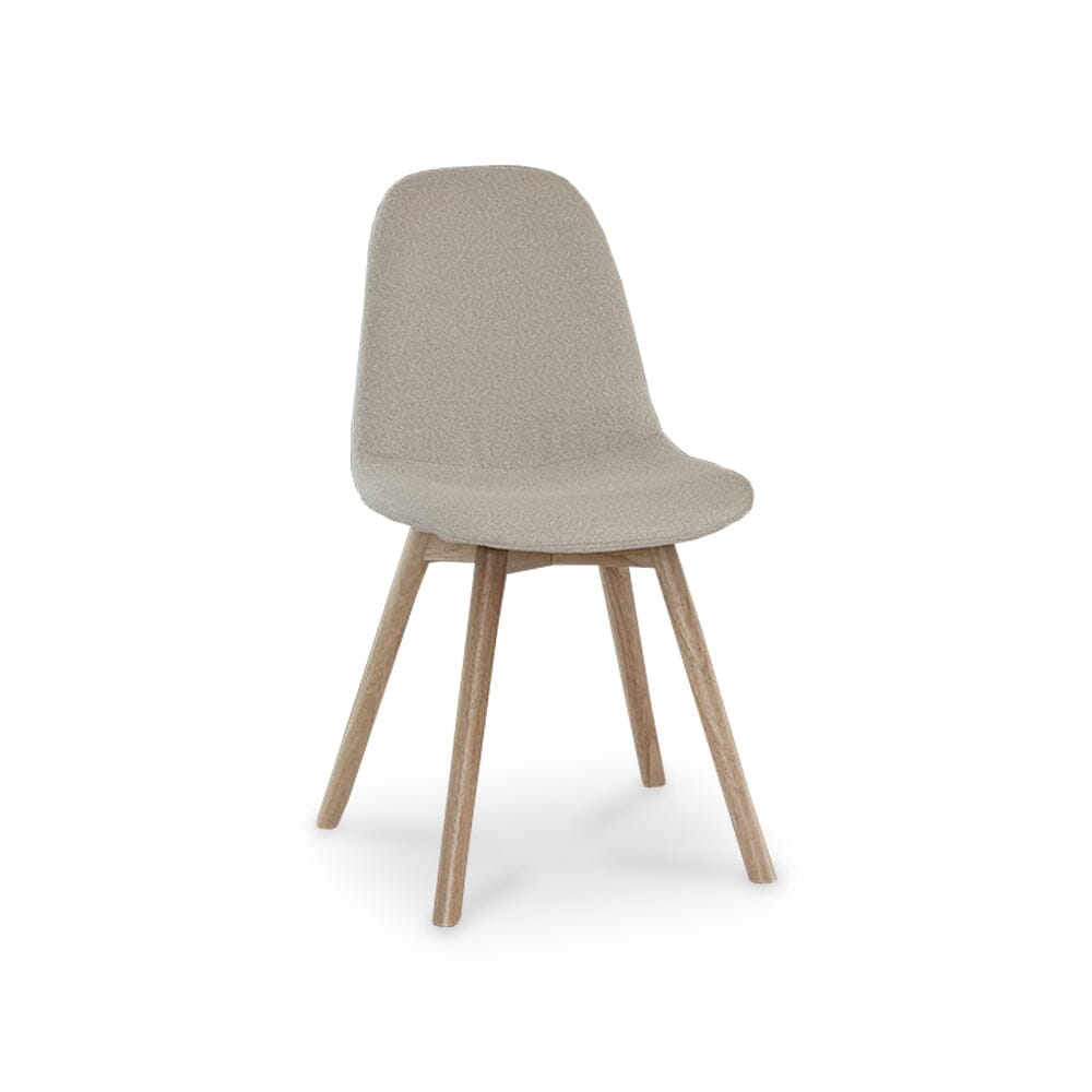 Ellis Light Beige Boucle Dining Chairs - Set of 2 - Whitewash Oak Legs