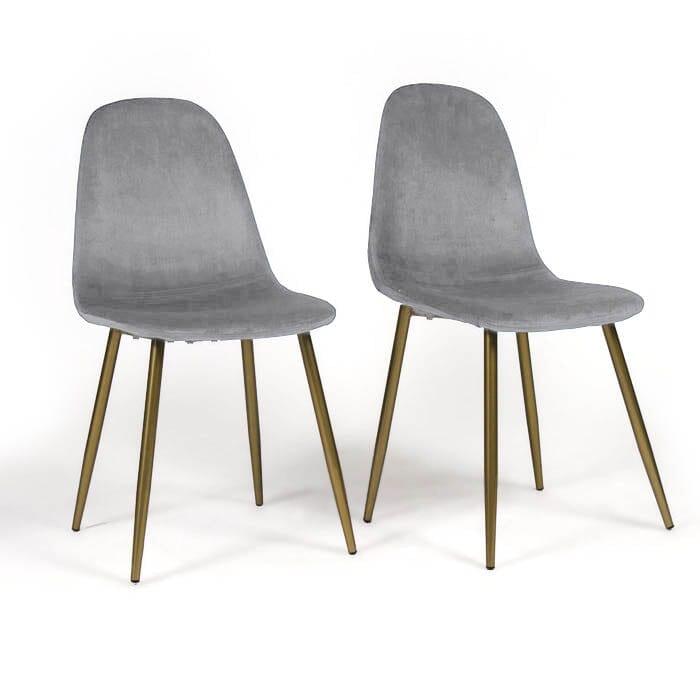 OUTLET - Ellis Grey Dining Chairs - Set of 2 - Gold Legs