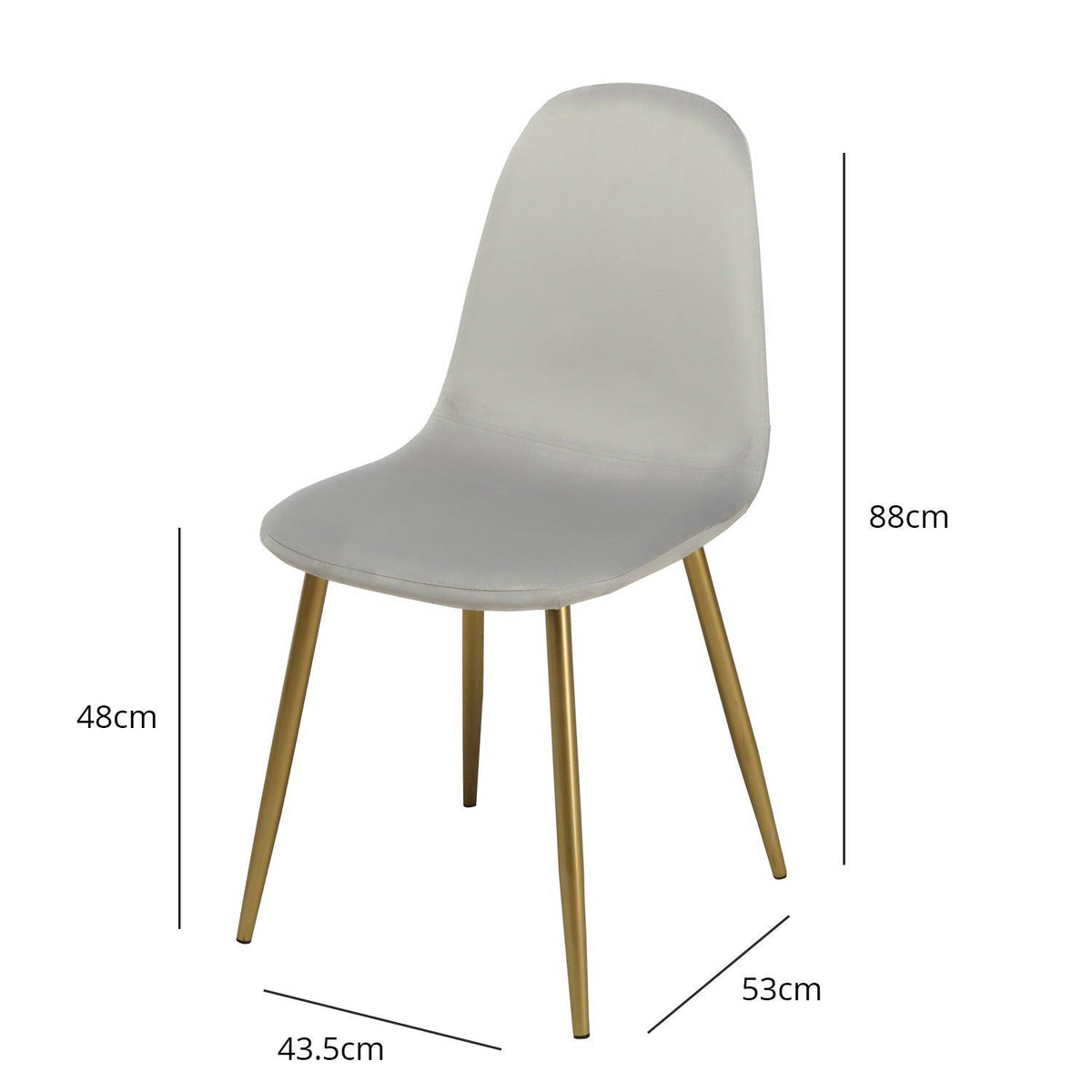 OUTLET - Ellis Grey Dining Chairs - Set of 2 - Gold Legs