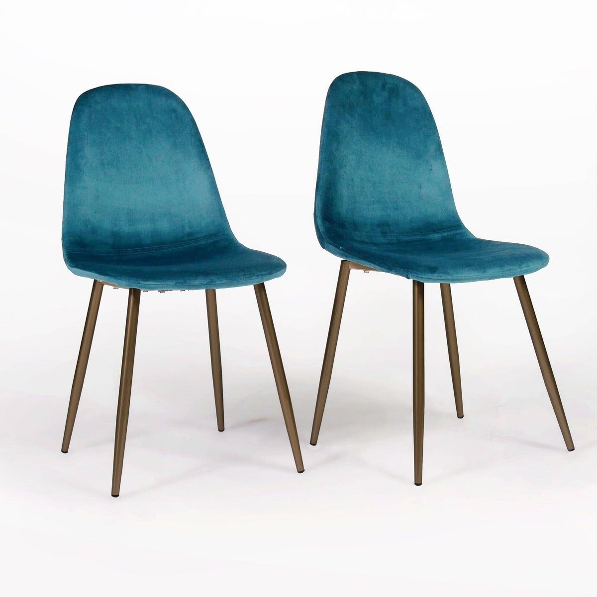 OUTLET - Ellis Teal Dining Chairs - Set of 2 - Gold Legs