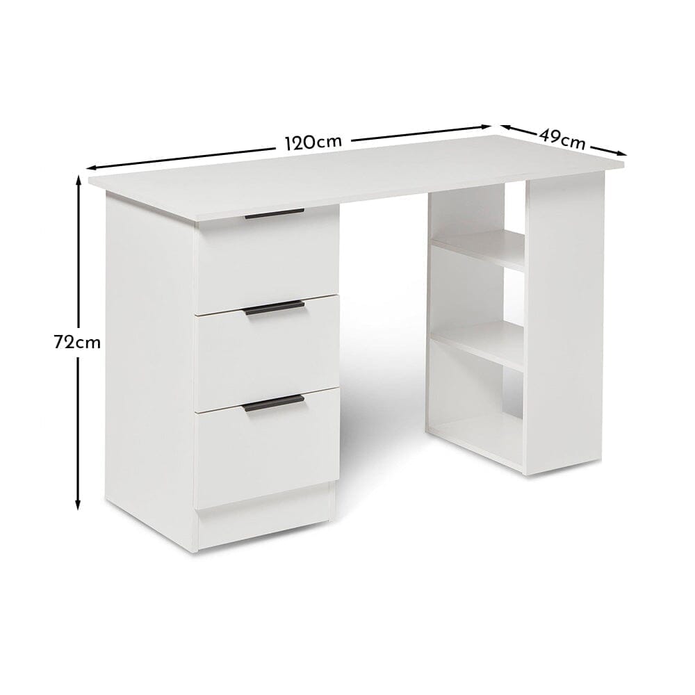 Outlet - Essie 3 Drawer Desk - White
