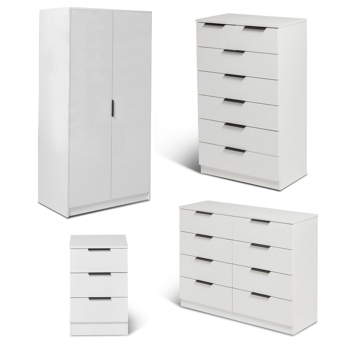 Essie Wardrobe & Drawers Bedroom Set - Pure White