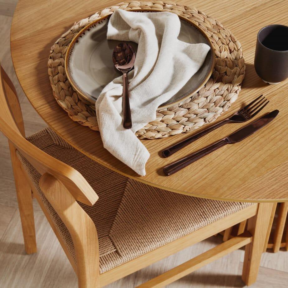 Faye Oak Wooden Woven Chairs - Set of 2