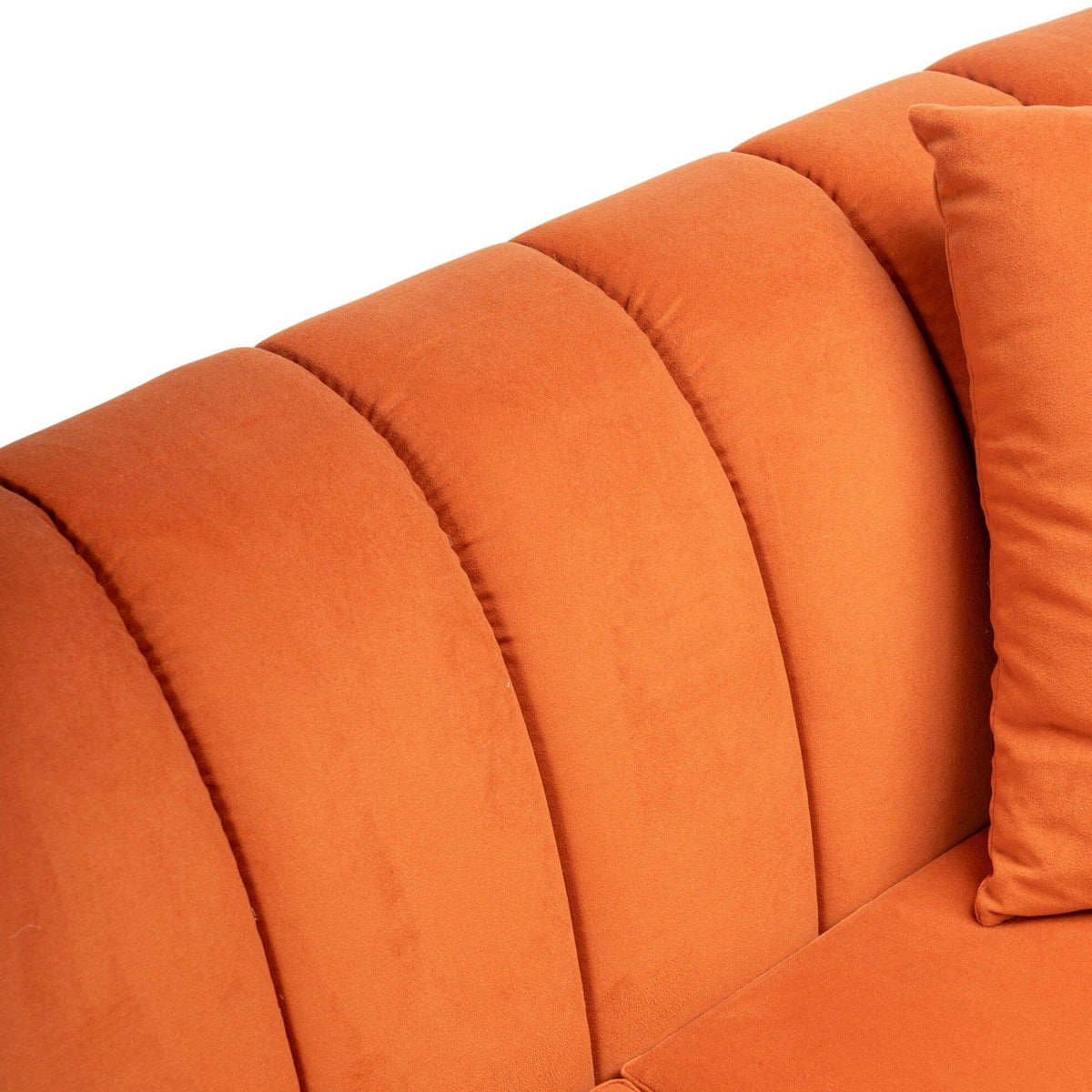 Florence 4 Seater Sofa - Burnt Orange Velvet with Dark Oak Legs
