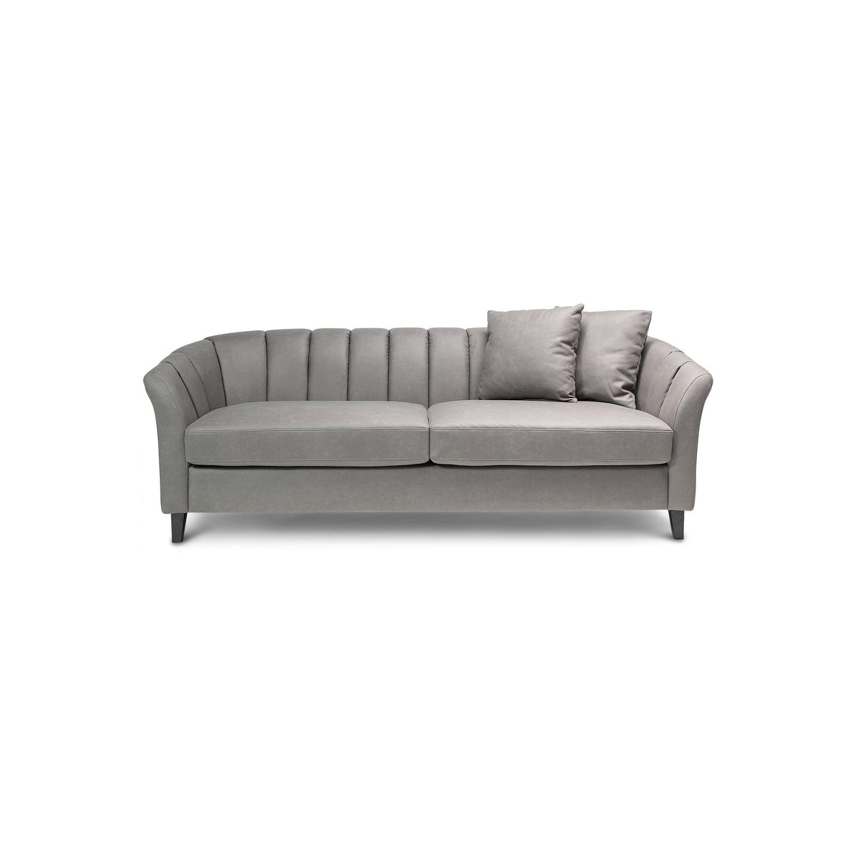 Florence 4 Seater Sofa - Steel Grey Vegan Leather with Dark Oak Legs