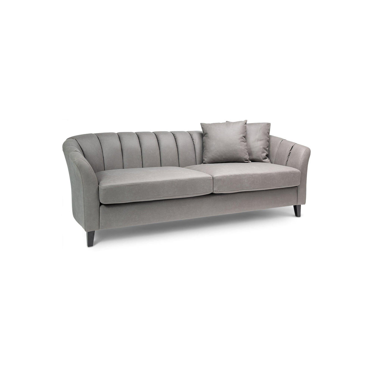 Florence 4 Seater Sofa - Steel Grey Vegan Leather with Dark Oak Legs