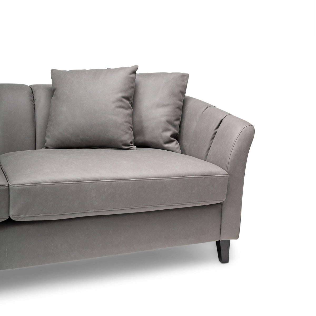 Florence 4 Seater Sofa - Steel Grey Vegan Leather with Dark Oak Legs