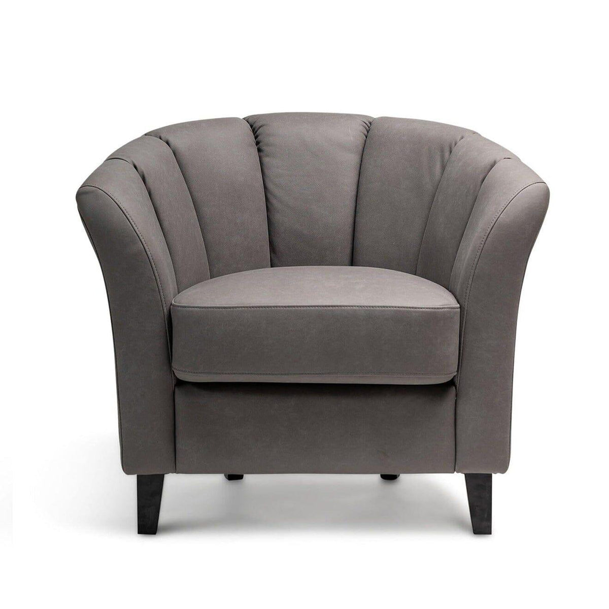 Florence Steel Grey Vegan Leather Armchair - Black Legs