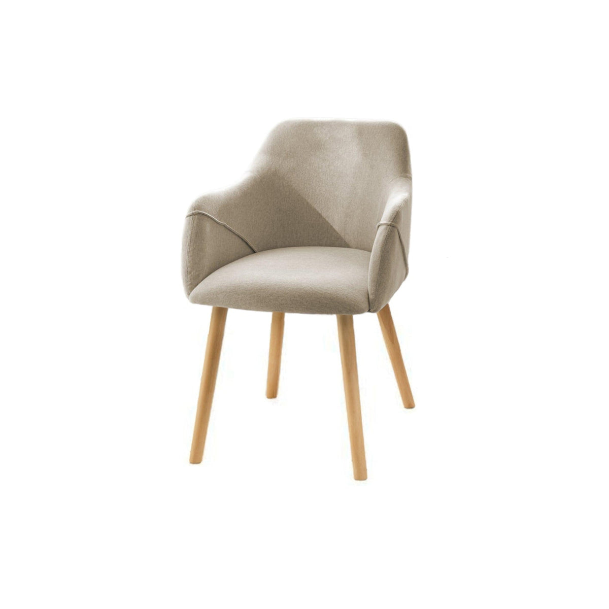 Olivia 160-240cm Pale Oak Dining Table Set - 6 Seater - Freya Sand Dining Armchairs - Pale Oak Legs