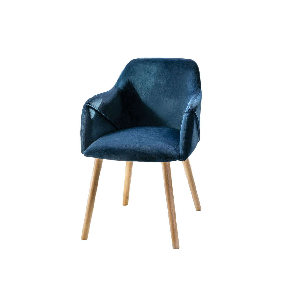 Freya Blue Velvet Armchairs - Set of 2 - Whitewash Oak Legs
