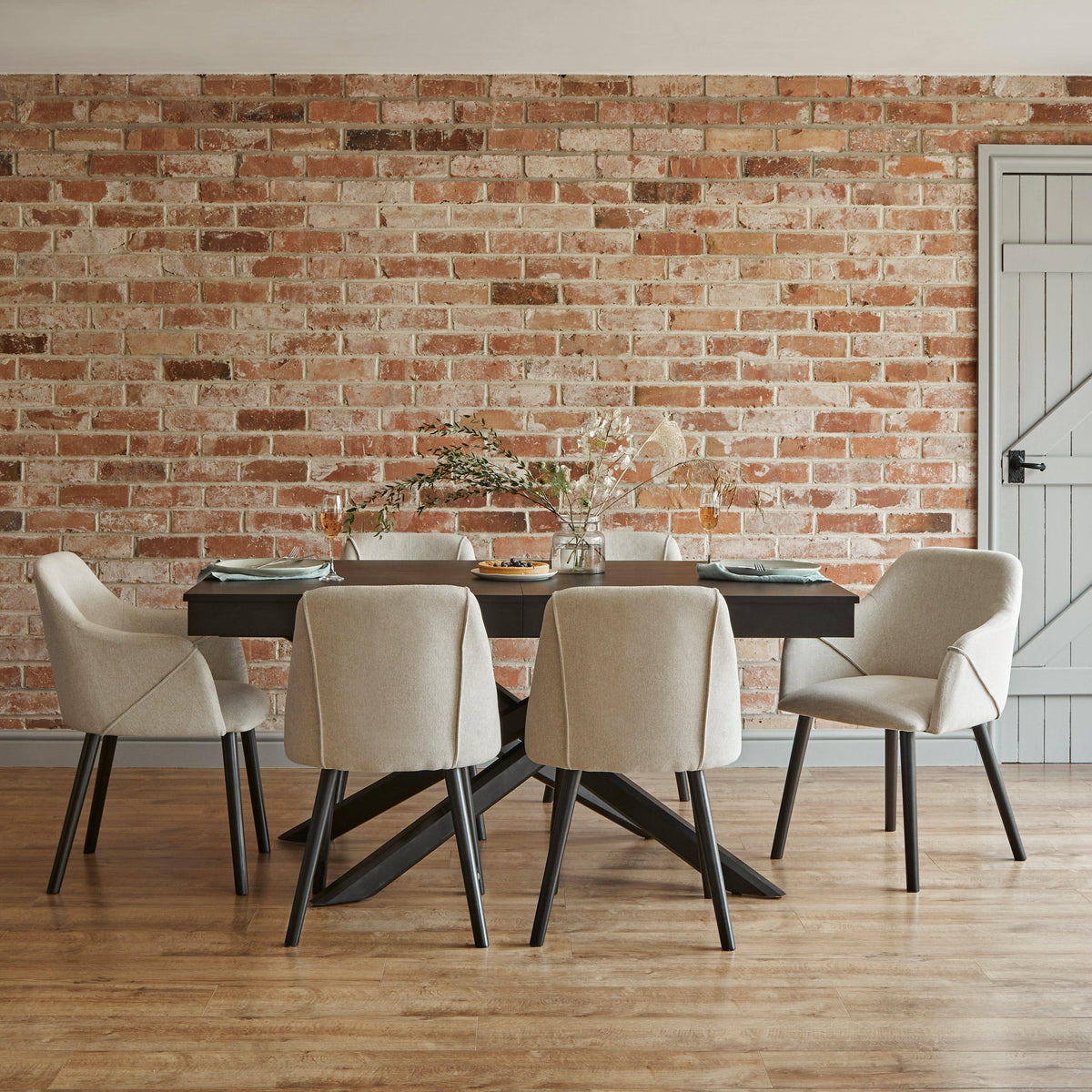 Freya Sand Armchairs - Set of 2 - Black Oak Legs