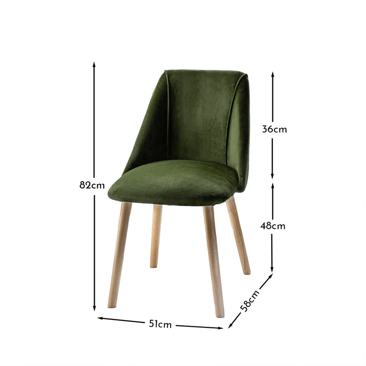 Freya Fern Green Dining Chairs - Set of 2 - Whitewash Oak Legs