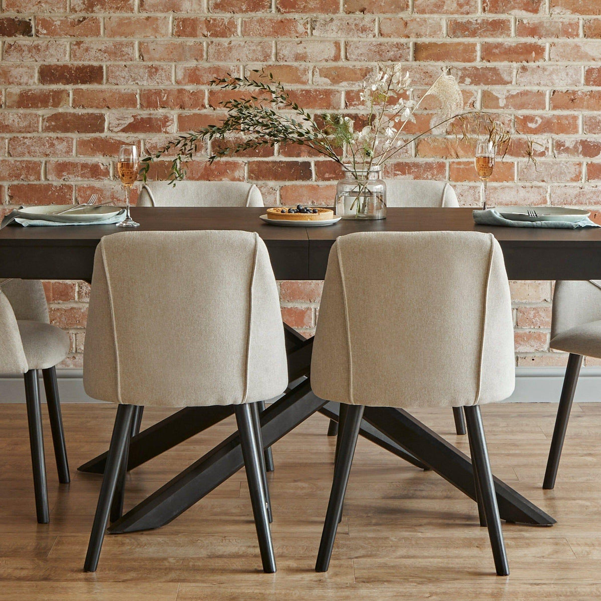 Freya Sand Dining Chairs - Set of 2 - Black Oak Legs