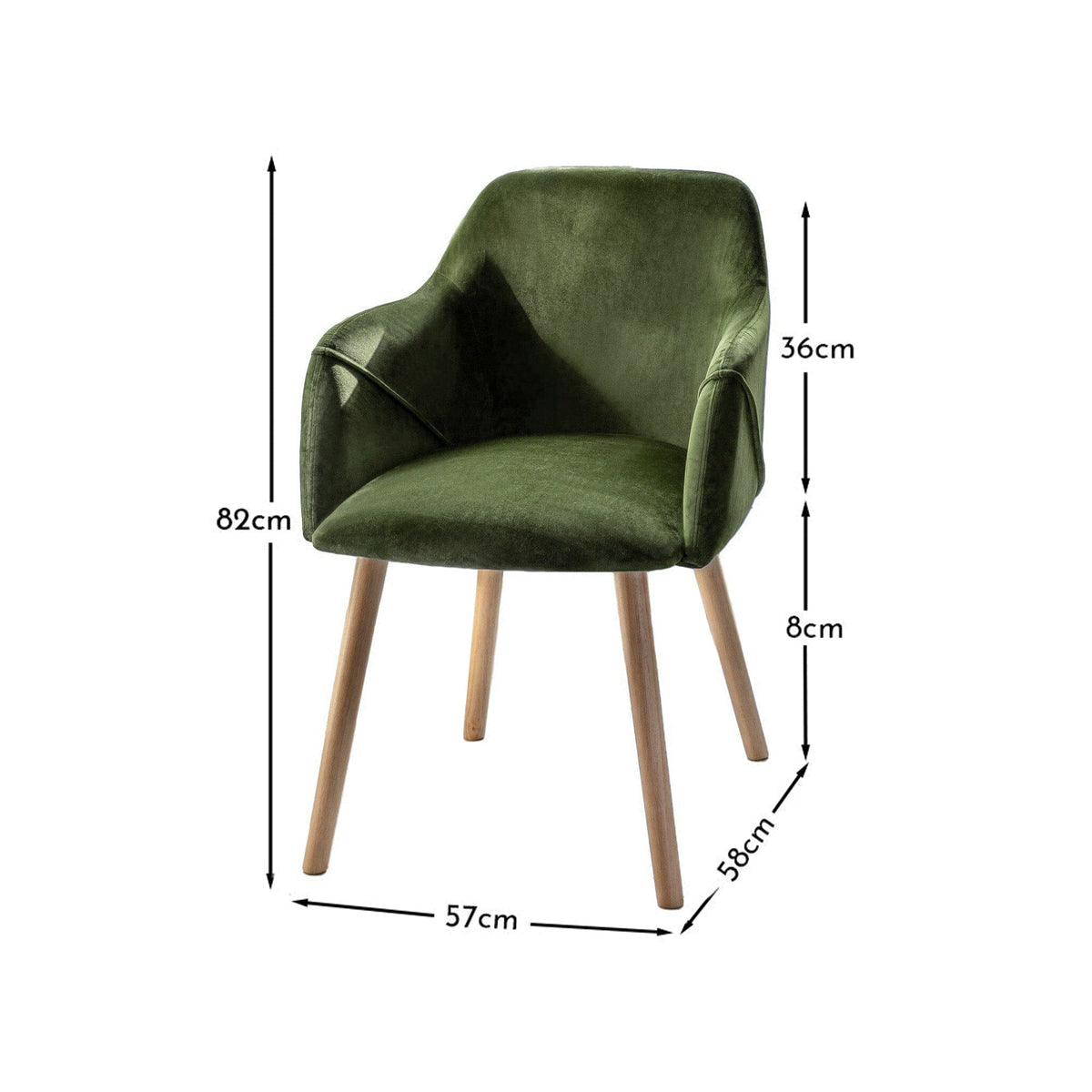 OUTLET - Freya Fern Green Armchairs - Set of 2 - Whitewash Oak Legs