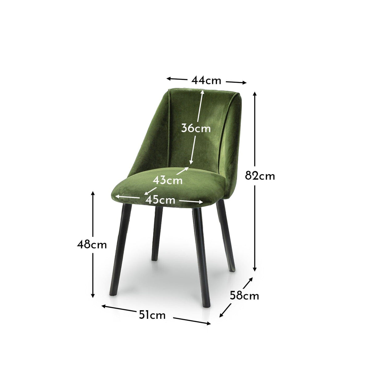 OUTLET - Freya Fern Green Dining Chairs - Set of 2 - Black Oak Legs