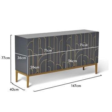 OUTLET - Gatsby Large 4 Door Sideboard - Smoke Grey