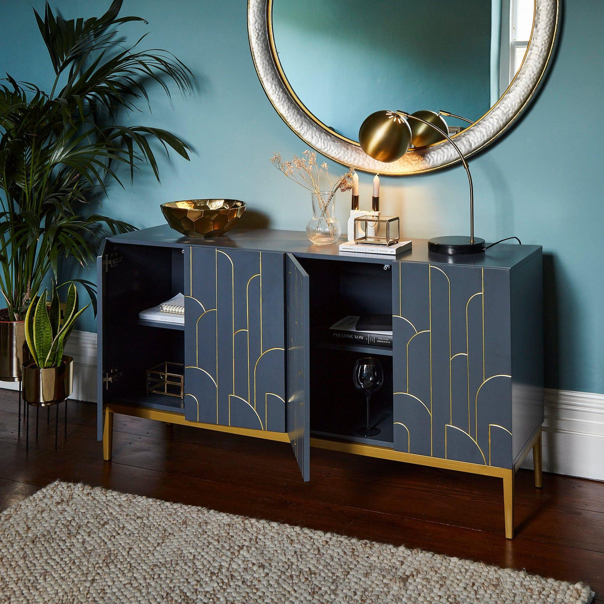 OUTLET - Gatsby Large 4 Door Sideboard - Smoke Grey
