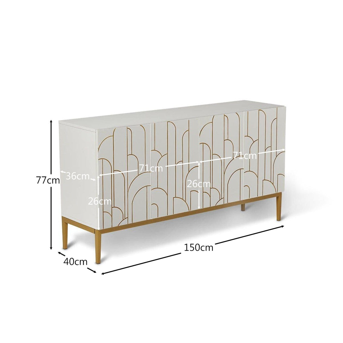 Gatsby Large 4 Door Sideboard - Snow White