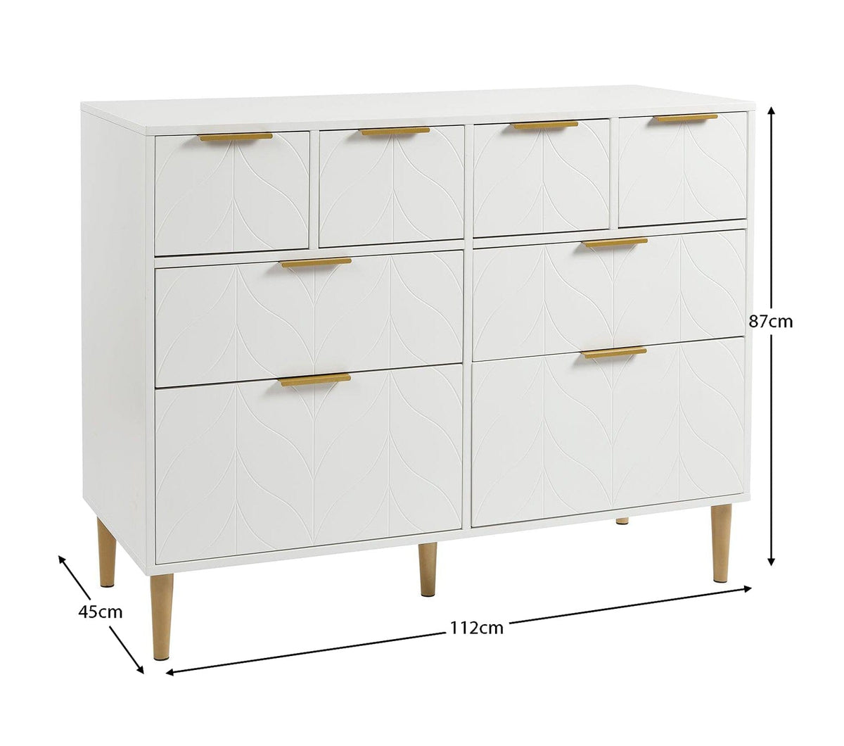 Gloria 8 Drawer Chest of Drawers - White