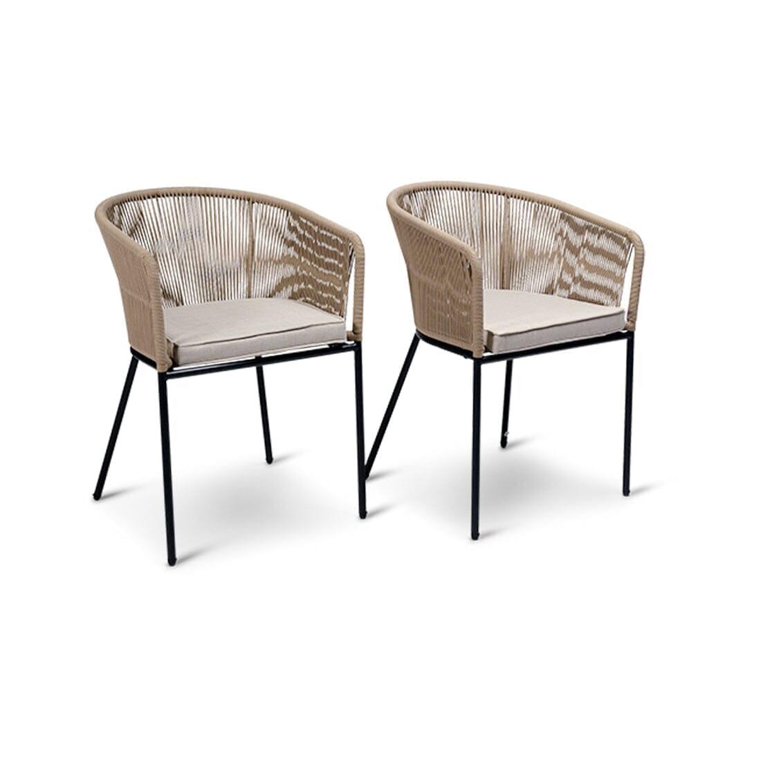 Hali Natural Rope Chair with Cushions - Set of 2