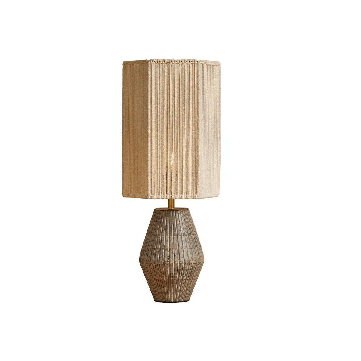 Haveri Mango Wood Table Lamp with Natural Shade - 63cm
