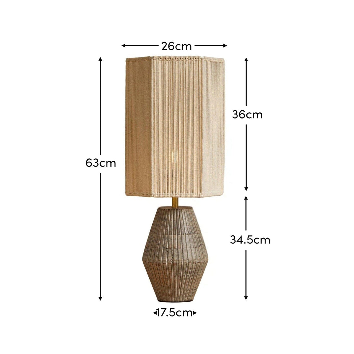 Haveri Mango Wood Table Lamp with Natural Shade - 63cm