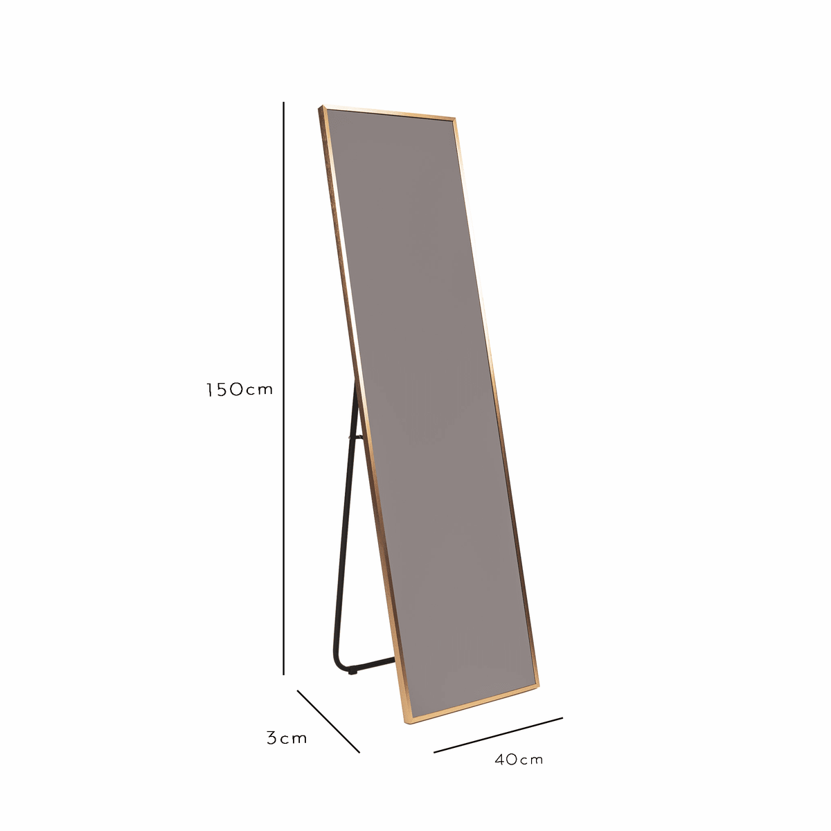 Hensall 150x40cm Metal Free Standing Mirror - Gold