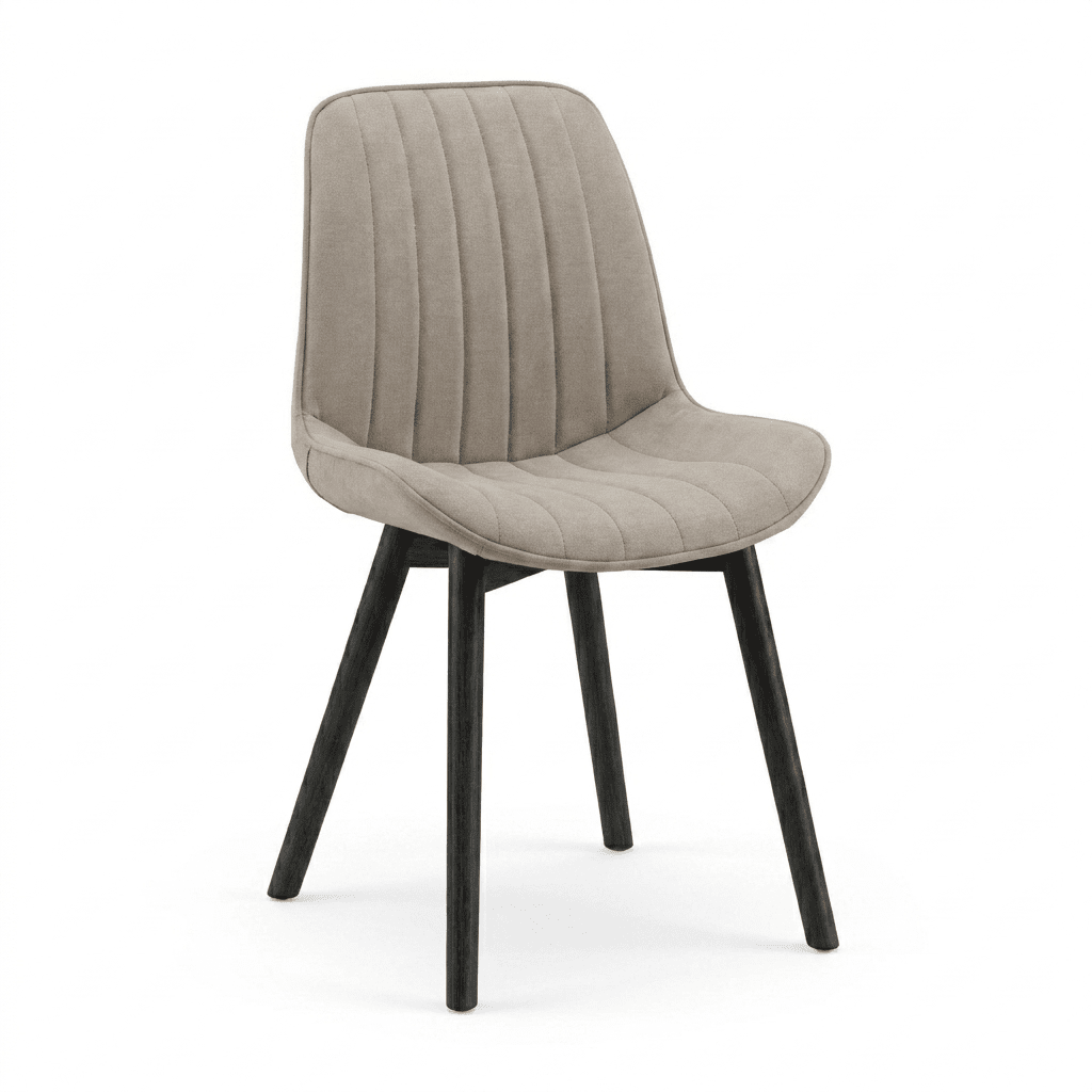 Bella Soft Beige Dining Chairs - Set of 2 - Black Oak Legs