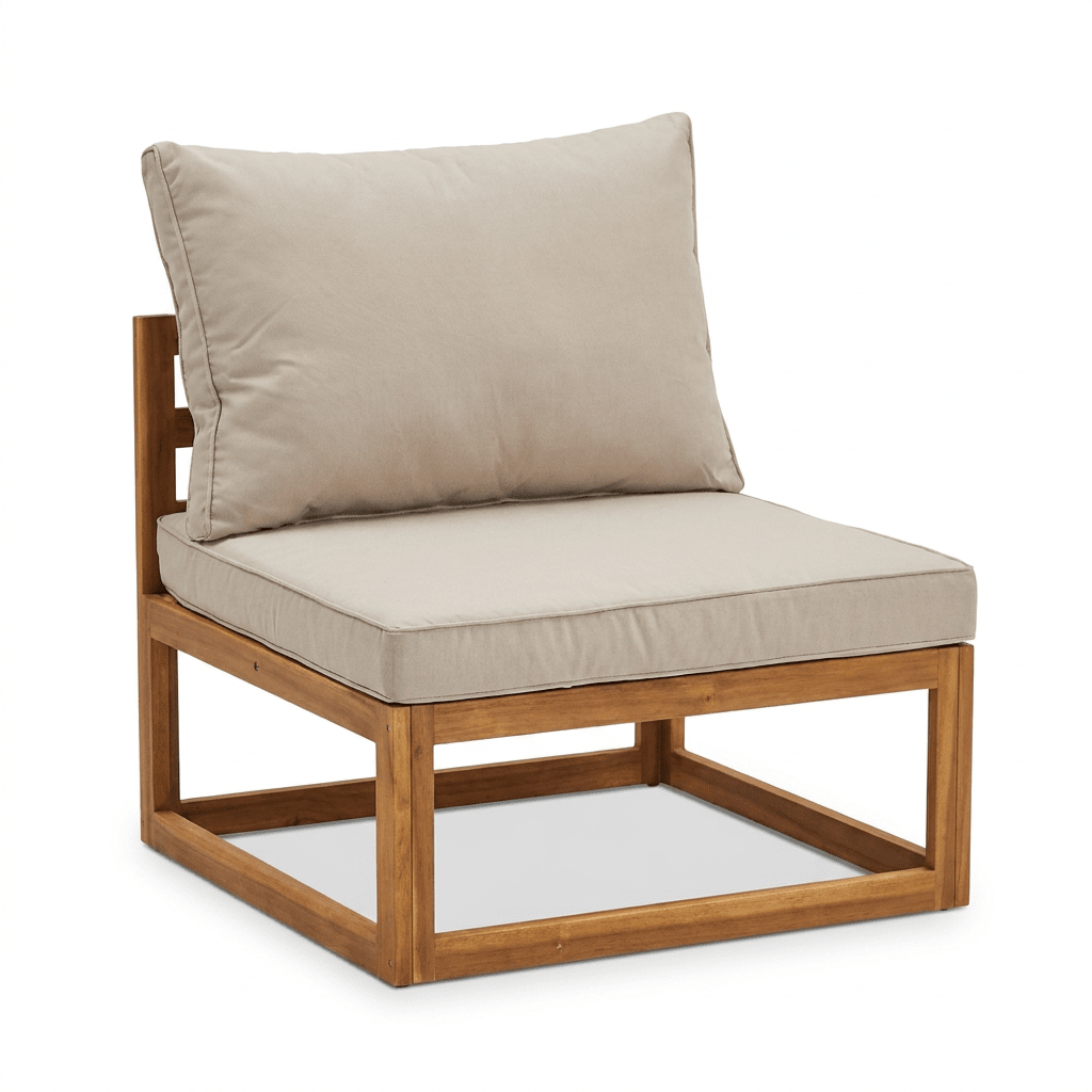 Rowan Wooden Garden Armchair with 2-Seater Sofa & Coffee Table Set - sand