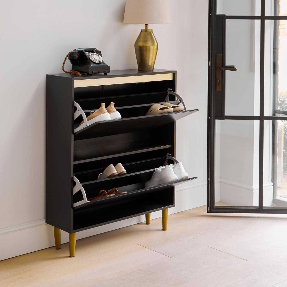Iliana Shoe Cabinet - 2 Door - Charcoal Grey