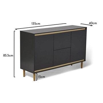 Iliana 2 Door Small Sideboard - Charcoal Grey