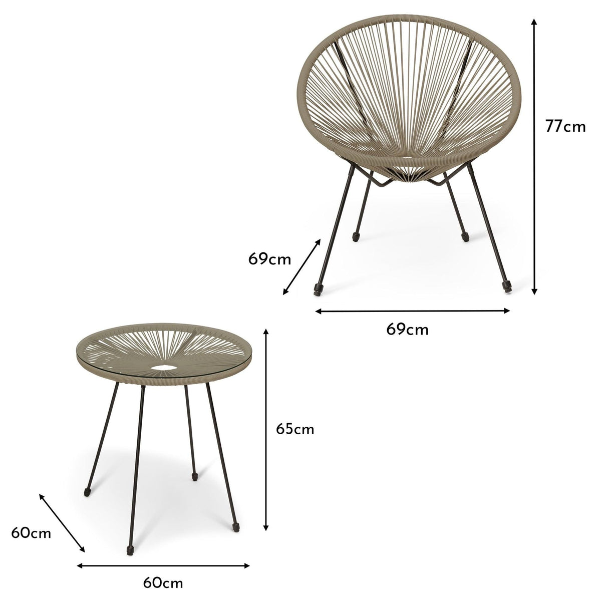 Outlet - Indra String Bistro Set - Grey