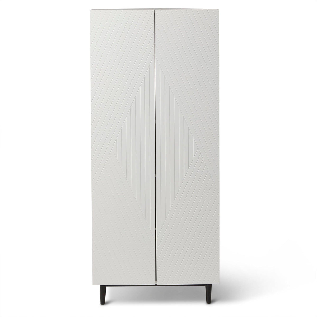 Jack Geometric Large Shoe Cabinet - 2 Door - White