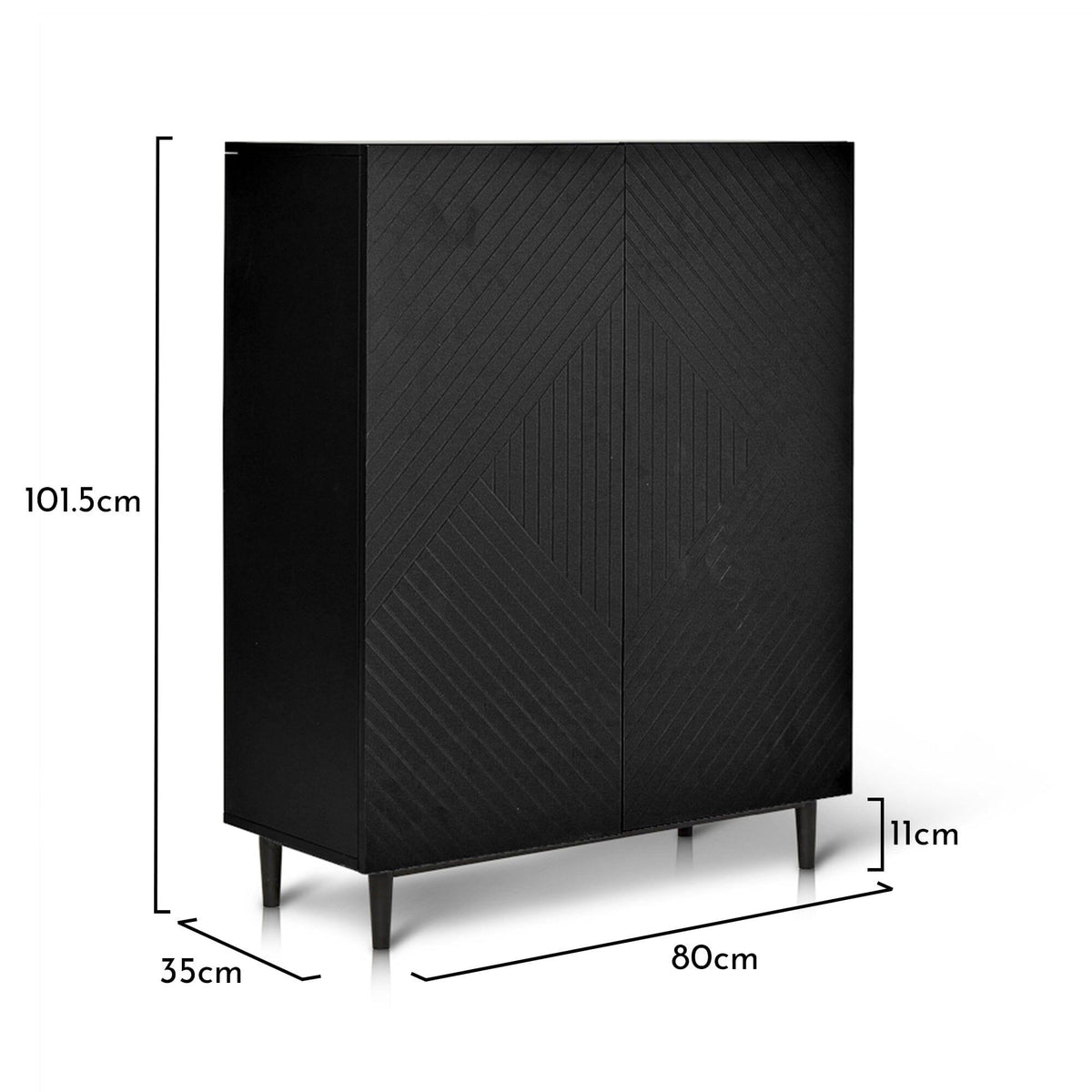 Jack Geometric Small Shoe Cabinet - 2 Door - Black