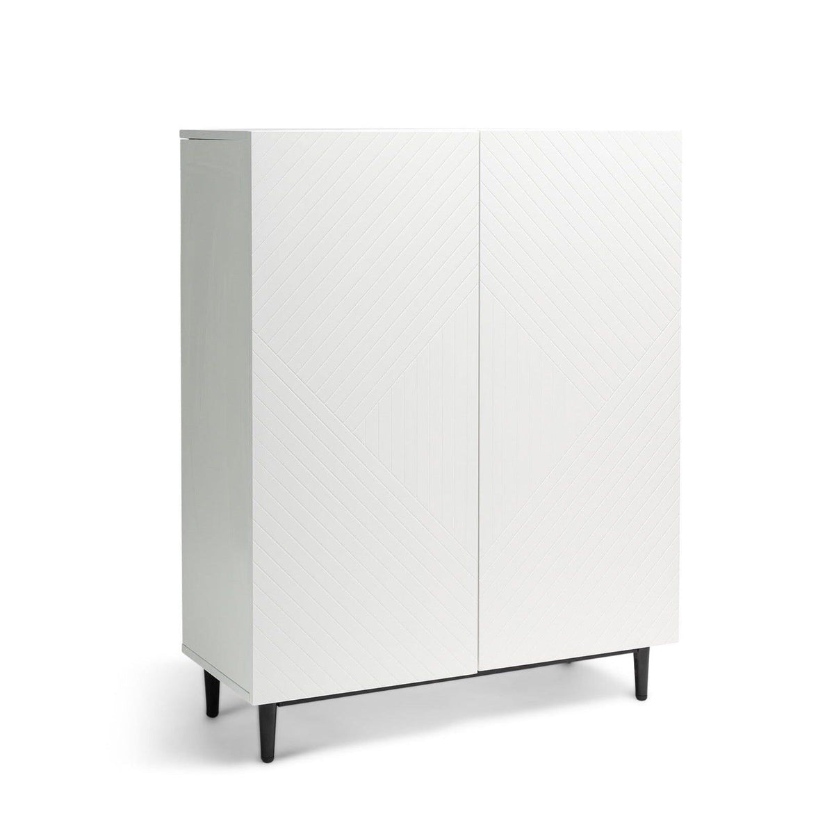 Jack Geometric Small Shoe Cabinet - 2 Door - White