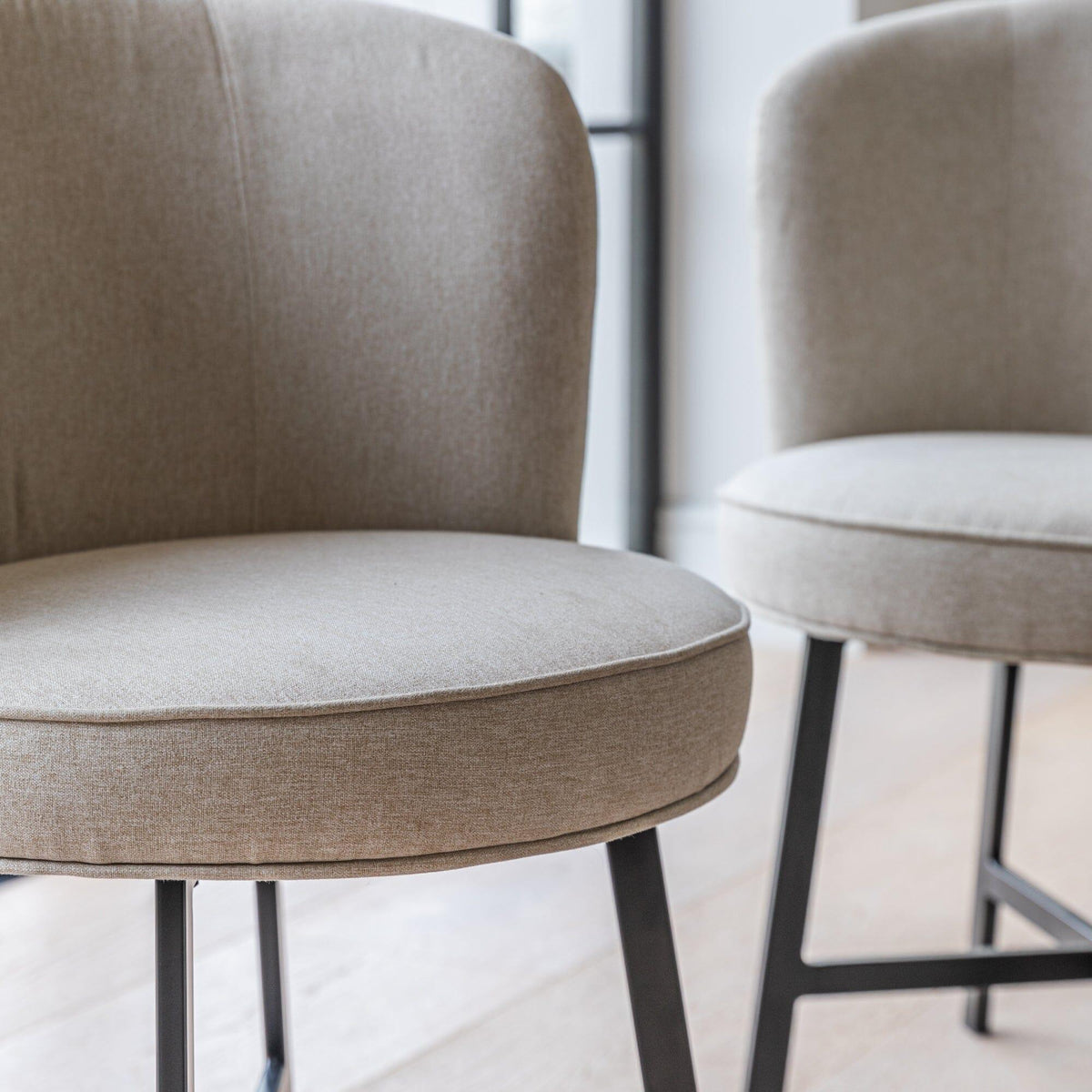 OUTLET - Jacob Sand Dining Chairs - Set of 2 - Black Legs