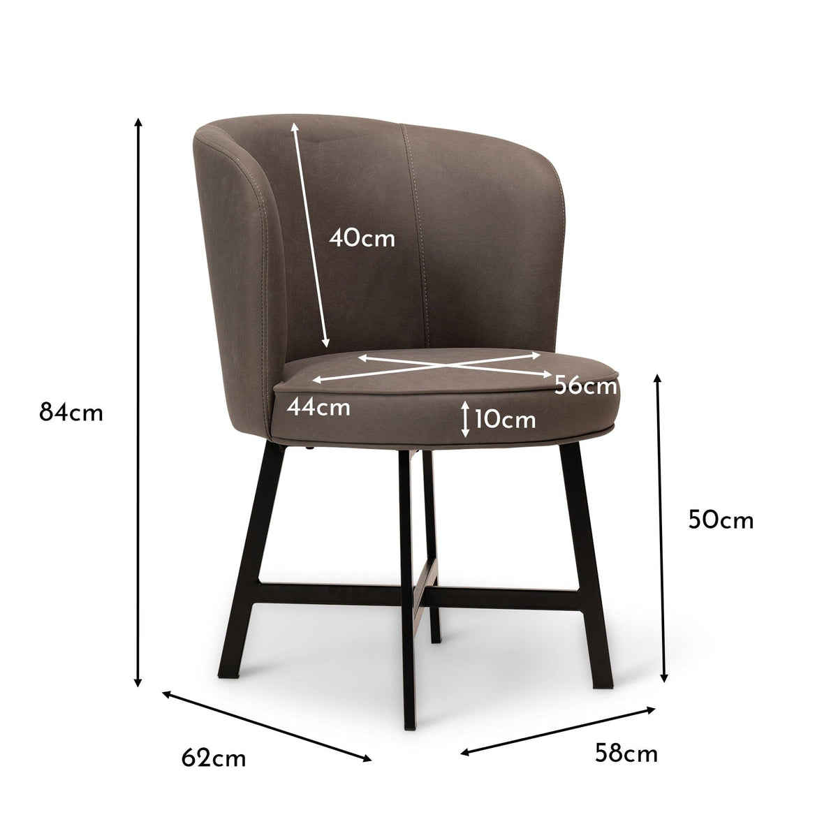 OUTLET - Jacob Grey Steel Dining Chairs - Set of 2 - Black Legs