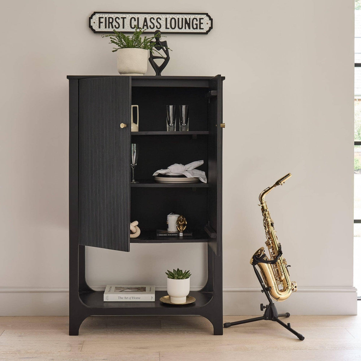 Jade 2 Door Tall Cabinet - Black