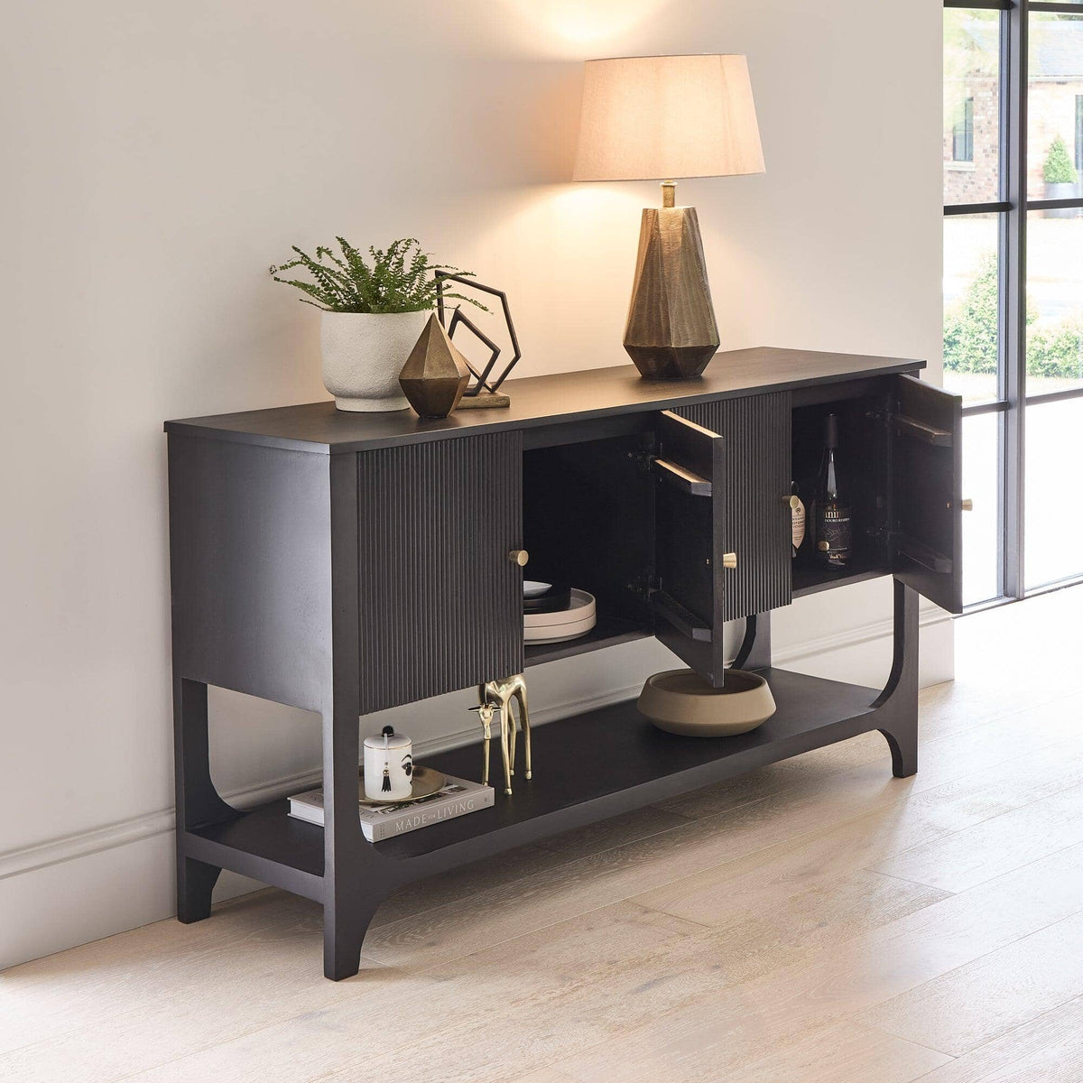 Jade 4 Door Large Sideboard - Black