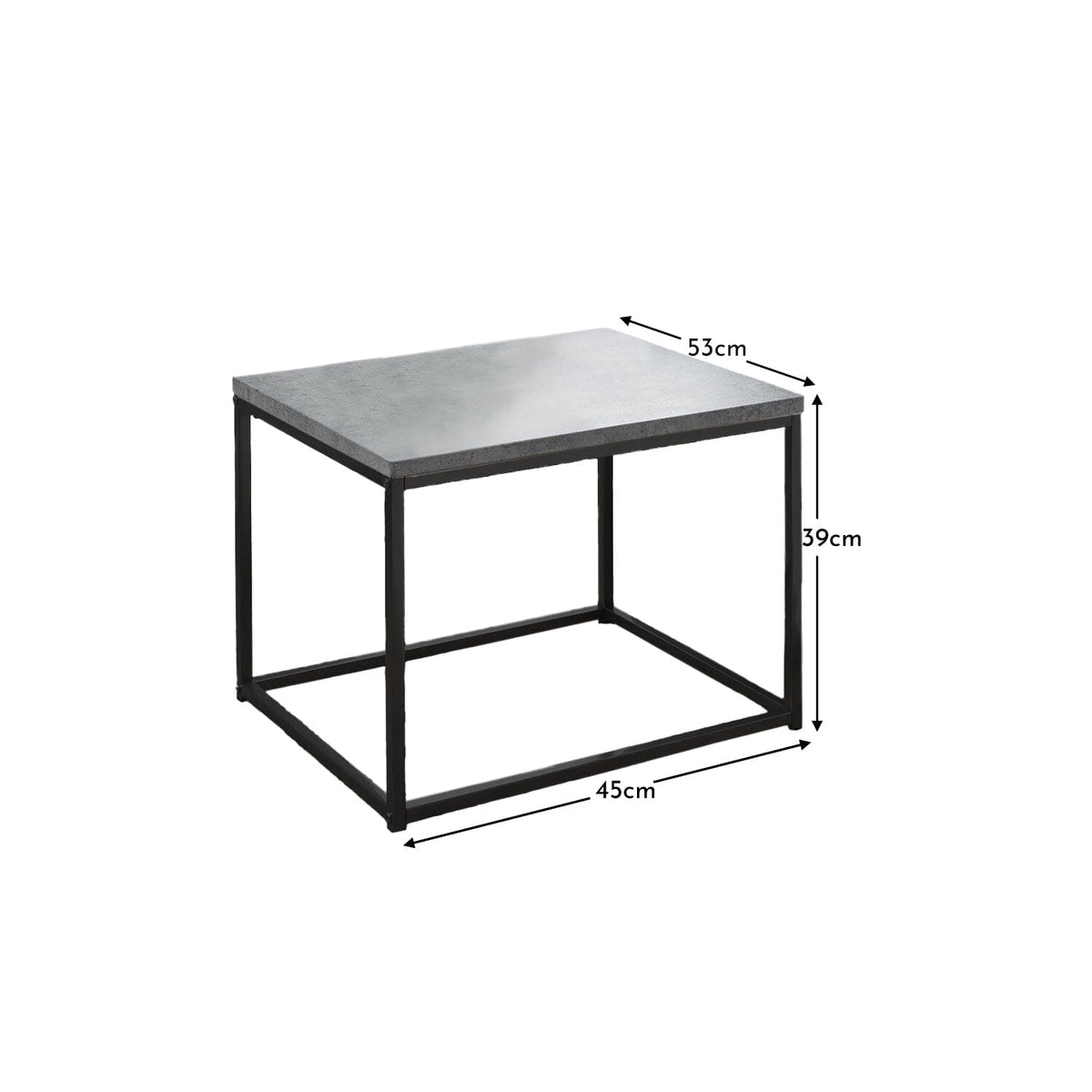 OUTLET - Jay Concrete Side Table - Black Frame