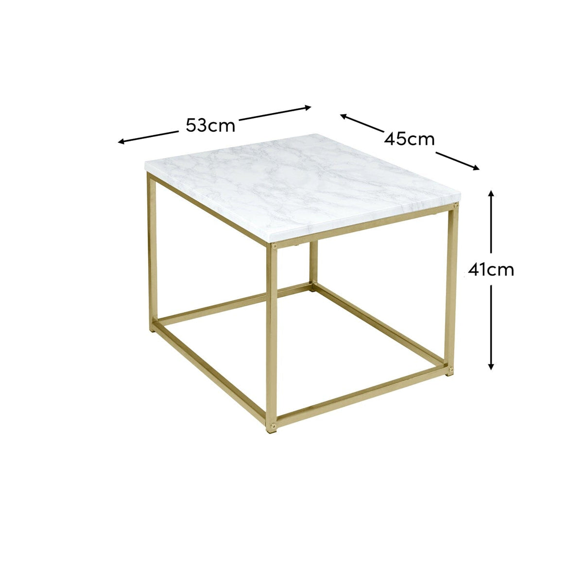 Jay Marble Effect Side Table - Gold Frame