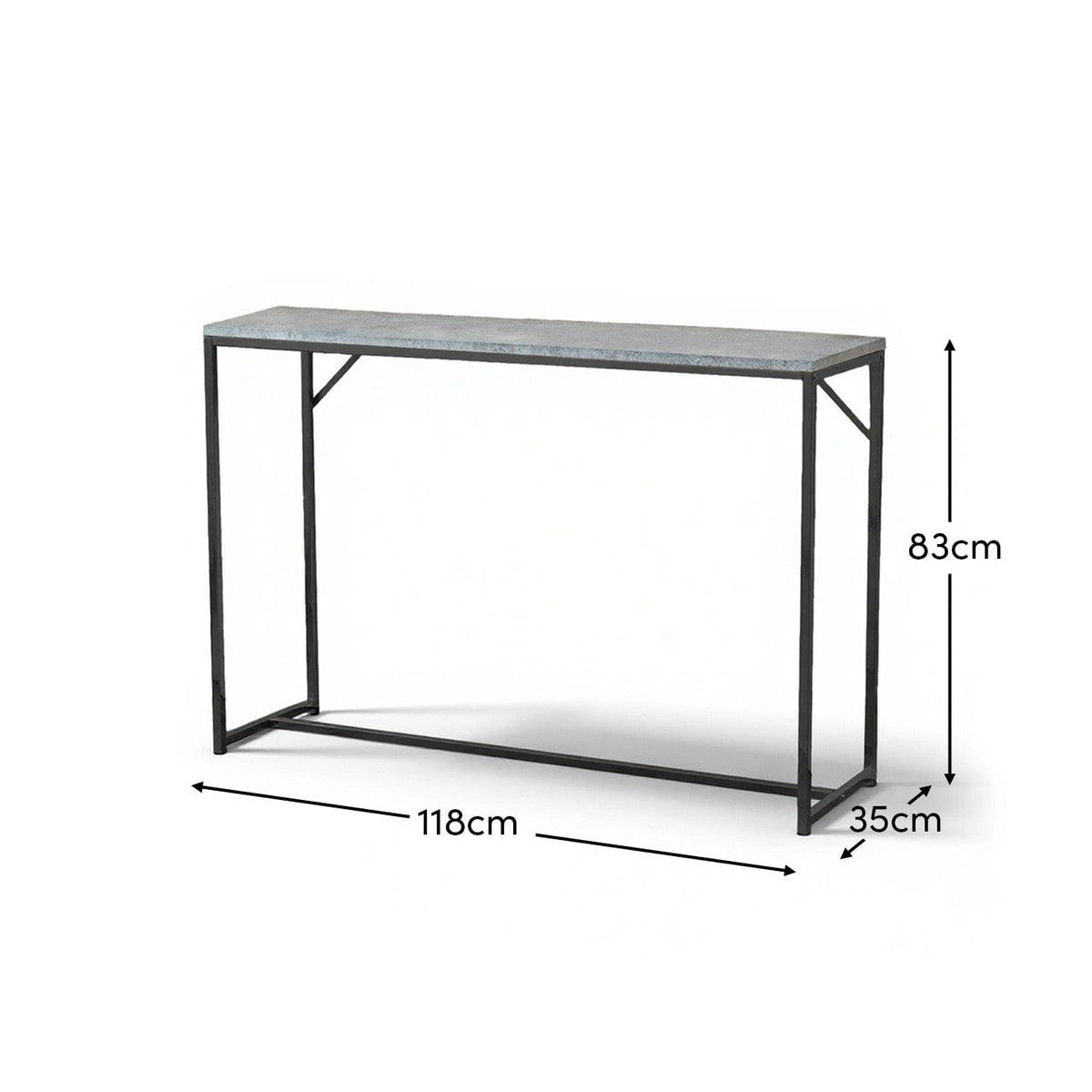 Jay Concrete Effect Console Table - Black Legs