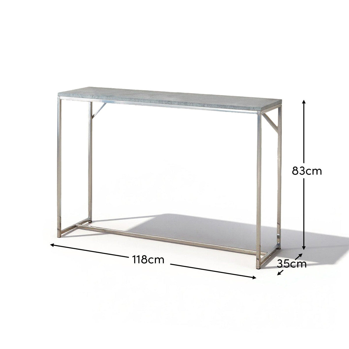 Jay Concrete Effect Console Table - Chrome Legs